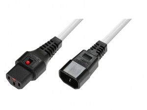 Assmann Kabel przedłużający zasilający blokada IEC LOCK 3x1mm2 C14/C13 prosty M/Ż 3m Biały