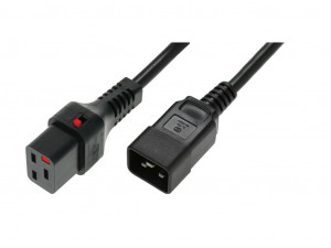 Assmann Kabel zasilający serwerowy blokada IEC LOCK 3x1,5mm2 C20 prosty/C19 prosty M/Ż 3m Czarny
