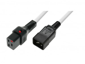 Assmann Kabel zasilający serwerowy blokada IEC LOCK 3x1,5mm2 C20 prosty/C19 prosty M/Ż 2m Biały