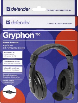 Defender Słuchawki z mikrofonem GRYPHON 750 czarne