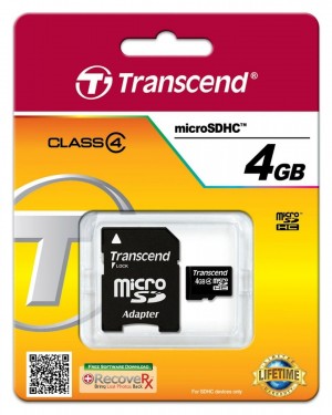 Transcend 4GB micro SDHC Card Class 4 incl SD Adapter