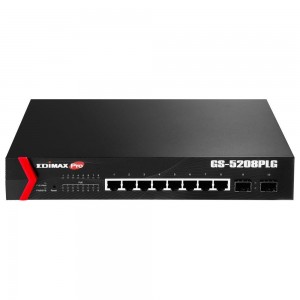 Edimax GS-5208PLG 8-Port Gigabit PoE+ with 2 SFP Slots Web Smart , budget 160Watts, 802.3at