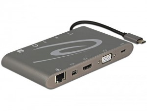 DeLOCK Replikator portów USB-C -> Mic, Audio, HDMI, LAN, 3x USB 3.0 + zasilanie szary
