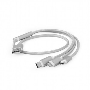 Gembird Kabel USB 3w1 do ładowania/1m/srebrny