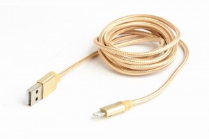 Gembird CCB-mUSB2B-AMLM-6-G kabel USB do 8-pin, oplot, wtyki w osłonie metalowej, 1.8m, złoty
