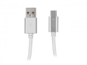NATEC NKA-1211 Extreme Media kabel microUSB - USB 2.0 (M), 1m, srebrny, nylonowy oplot