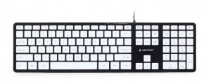 Gembird KB-MCH-02-BKW klawiatura USB, super slim, wyspowa, hybrydowa, US layout, czarno-biała