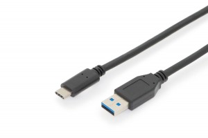 Assmann Kabel połączeniowy USB 3.1 Gen.2 SuperSpeed+ 10Gbps Typ USB C/USB A M/M, Power Delivery 1m Czarny