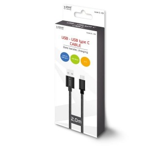 Savio Kabel USB 2.0 CL-129 USB A (M) - USB typ C (M) 2,1A, oplot, 2m , czarny