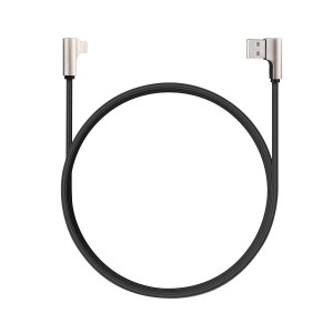 AUKEY CB-BAL6 Black 90° nylonowy kątowy kabel Quick Charge USB-Lightning | 1.2m | Wtyki 90 stopni