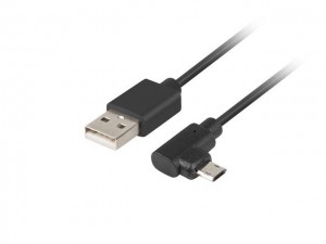 Lanberg CA-USBM-13CC-0018-BK kabel USB Micro-B(M)->A(M) 2.0 Kątowy Lewo/Prawo Easy-USB 1.8m Czarny