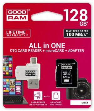 GoodRam Karta microSDHC 128GB CL10 + adapter + czytnik