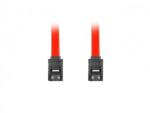 Lanberg CA-SASA-14CC-0050-R kabel SATA DATA II (3GB/S) F/F 50cm z zatrzaskami metalowymi, czerwony