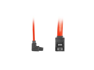 Lanberg CA-SASA-13CC-0050-R kabel SATA DATA II (3GB/S) F/F 50cm z zatrzaskami metal. kątowy czerwony