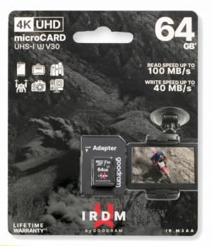 GoodRam Karta microSD IRDM 64GB UHS-I U3 adapter