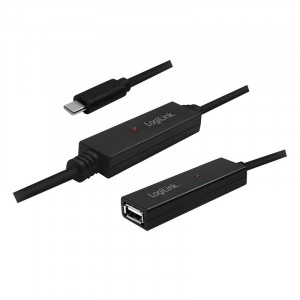LogiLink Aktywny repeater USB 2.0 A żeński do USB-C męski, dł. 20m
