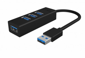 RaidSonic Technology Hub IB-HUB1419-U3 USB 3.0 na 4-Port Type-A, Aluminium, czarny, Kabel 15cm