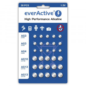 Everactive Baterie alkaliczne mini AGMIX ZESTAW 30 szt. 10x LR41, 5x LR626,5x LR1130, 10x LR1154
