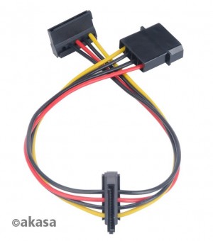 Akasa kabel SATA redukce napájení ze 4pin Molex konektoru na 2x SATA, 30cm