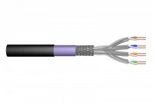 Digitus Kabel teleinformatyczny instalacyjny zewnętrzny kat.7, S/FTP, Eca, drut, AWG 23/1, PE, 1000m, czarny, szpula