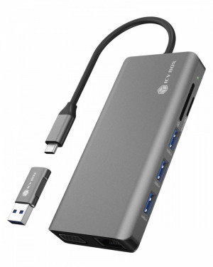 RaidSonic Technology Stacja dokująca IB-DK4070-CPD 12w1,2xHDMI,AUDIO,CR,VGA
