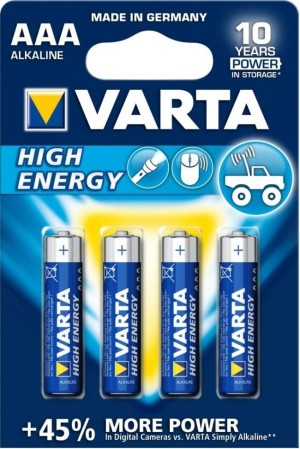 VARTA Baterie High Energy, Micro LR03/AAA - 4 szt