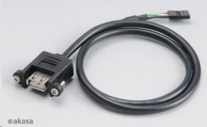 Akasa Kabel redukce interní USB na externí USB, USB 2.0, 60cm