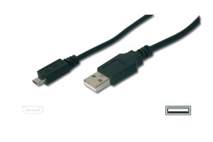 Assmann Kabel połączeniowy USB 2.0 HighSpeed Typ USB A/microUSB B M/M 1m Czarny