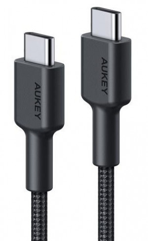 AUKEY CB-CC1 OEM kabel USB-C - USB-C 1m 60W PD 3A 20V nylonowy oplot czarny
