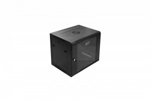 Digitus Szafa krosowa wisząca 19 cali 9U rack 600x450, drzwi szyba, niedzielona, złożona, nośność 60kg Czarna