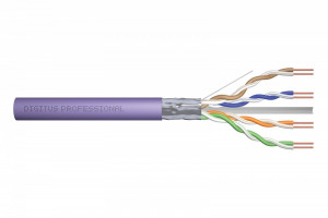 Digitus Kabel teleinformatyczny instalacyjny kat.6, F/UTP, Dca, drut, AWG 23/1, LSOH, 500m, fioletowy, szpula