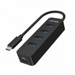 Unitek HUB USB-C, 4x USB-A 3.1, Aktywny, 10W, H1117B