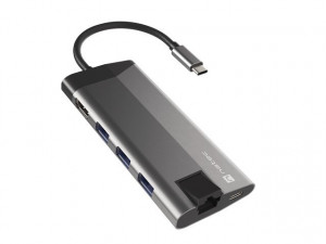 NATEC Stacja dokująca Multiport Fowler Plus USB-C PD, 3x USB 3.0, HDMI 4K, RJ45, SD, micro SD
