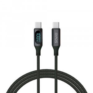 Savio Kabel USB - USB C z wyświetlaczem, 100W, CL-174