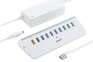 AUKEY CB-H6S aluminiowy Hub 10xUSB | 10w1 | 7xUSB 3.1 | 2xUSB AiPower | 1xUSB Quick Charge 3.0