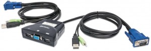 Manhattan 151245 Przełącznik KVM Mini, 2-portowy, USB, Audio, Czarny