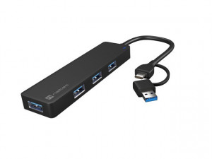 NATEC Hub USB-C 4 porty Mayfly czarny + adapter USB-A