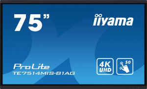 iiyama Monitor wielkoformatowy 75 cali TE7514MIS-B1AG INFRARED,50pkt,VA,4K,7H,WiFi,MIC,USB-c