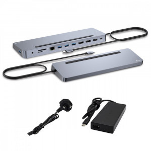 iTec Stacja dokująca USB-C Metal Ergonomic 4K 3x Display Docking Station PD 100W + Universal Charger 100W (bundle)