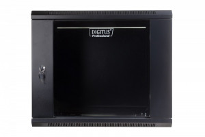 Digitus Szafa sieciowa wisząca 19 cali 9U rack 600x600, drzwi szyba, niedzielona, niezłożona, Czarna