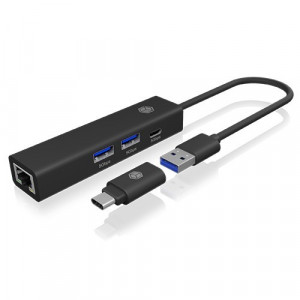 RaidSonic Technology Hub IB-HUB1439-LAN 4w1 HUB, 1x USB-C, 2xUSB-A, 1x LAN