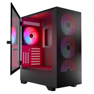 ModeCom Obudowa komputerowa Siroco ARGB Flow Midi USB 3.0x2+Type-C Czarna