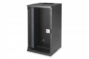 Digitus Szafa sieciowa wisząca 10 cali 12U, SOHO PRO 595 x 315 x 300 mm, nośność 60kg, drzwi szyba, niezłożona, Czarna