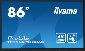 iiyama Monitor 85.6 cala ProLite TE8612MIS-B3AG,INFRARED,40pkt,VA,4K, 24/7, 7H, WiFi,VGA, HDMI, USB-c, Bluetooth,metal,8ms, vesa, głośniki 2 x 16W