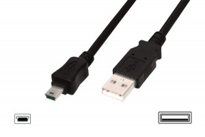 Assmann Kabel połączeniowy USB 2.0 HighSpeed 'Canon' Typ USB A/miniUSB B (5pin) M/M 1,8m Czarny