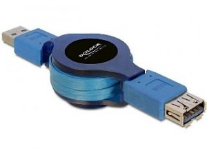 DeLOCK Przedłużacz USB-A M/F 3.0 1m niebieski zwijany na rolce FLAT