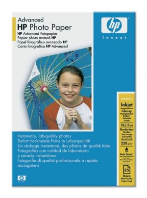 HP Q8691A Advanced glossy photo paper inkjet 250g/m2 100x150mm 25 sheets 1-pack borderless
