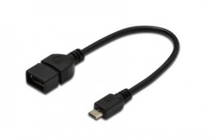 Assmann Kabel adapter USB 2.0 HighSpeed OTG Typ microUSB B/USB A M/Ż 0,2m Czarny