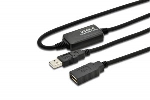 Digitus Kabel przedłużający USB 2.0 HighSpeed Typ USB A/USB A M/Ż aktywny, czarny 10m