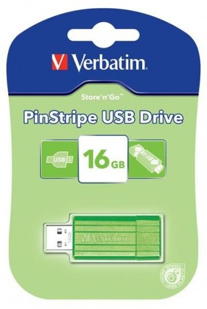 Verbatim USB Flash Disk Store 'n' Go PinStripe 16GB - EUCALYPTUS GREEN